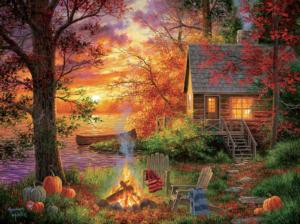 Sunset Serenity Cottage / Cabin Jigsaw Puzzle By SunsOut