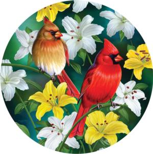 Cardinals in the Round Birds Round Jigsaw Puzzle By SunsOut
