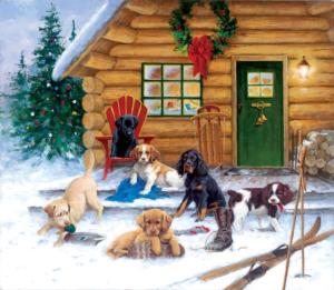Christmas at the Cabin Cottage / Cabin Jigsaw Puzzle By SunsOut