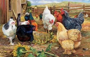 Mystery of the Sunflower Chickens & Roosters Jigsaw Puzzle By SunsOut