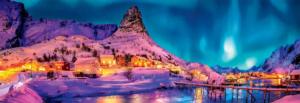 Colorful Night Over Lofoten Islands Landscape Panoramic Puzzle By Clementoni