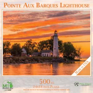 Pointe aux Barques Lighthouse Sunrise & Sunset Jigsaw Puzzle By MI Puzzles