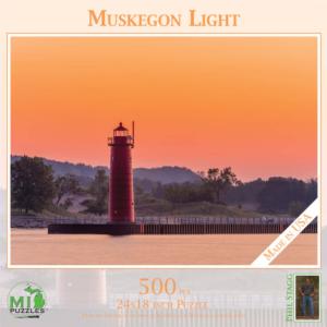 Muskegon Light - Scratch and Dent Sunrise & Sunset Jigsaw Puzzle By MI Puzzles