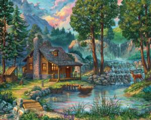 House by the Lake Cottage / Cabin Jigsaw Puzzle By Vermont Christmas Company