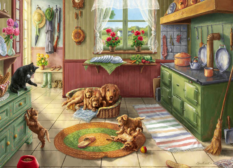 Golden Puppies Dogs Jigsaw Puzzle By Vermont Christmas Company