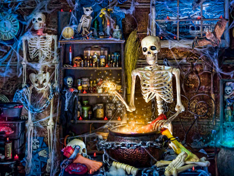 Skeleton's Stew Halloween Jigsaw Puzzle By Vermont Christmas Company