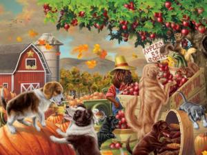 Harvest Market Hounds Fall Jigsaw Puzzle By Vermont Christmas Company