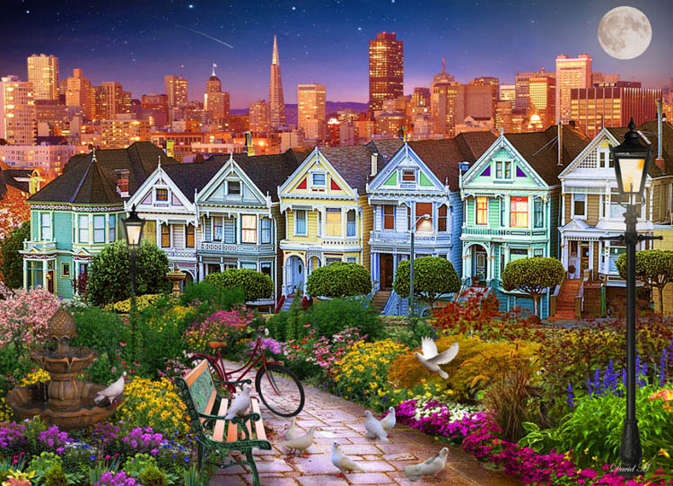Painted Ladies of San Francisco San Francisco Jigsaw Puzzle By Vermont Christmas Company