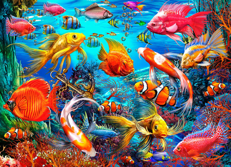 Tropical Fish - Scratch and Dent Fish Jigsaw Puzzle By Vermont Christmas Company