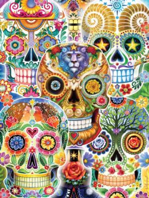 Sugar Skulls Day of the Dead Jigsaw Puzzle By Vermont Christmas Company