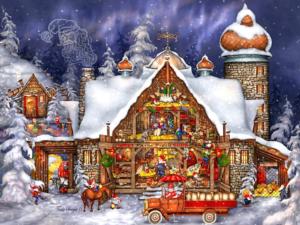 Santa's Barn Christmas Jigsaw Puzzle By Vermont Christmas Company