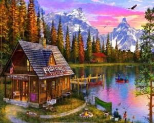 The Fishing Hut Cottage / Cabin Jigsaw Puzzle By Vermont Christmas Company