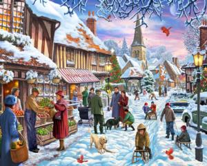 Winter Stroll Shopping Jigsaw Puzzle By Vermont Christmas Company