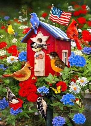 Patriotic Birdhouse Birds Jigsaw Puzzle By Vermont Christmas Company
