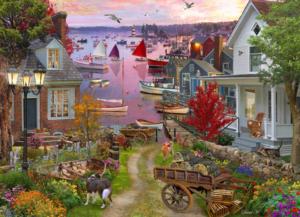 Evening in the Harbor Sunrise & Sunset Jigsaw Puzzle By Vermont Christmas Company