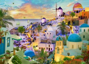 Santorini Sunset Europe Jigsaw Puzzle By Vermont Christmas Company