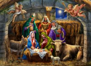 In the Manger Christmas Jigsaw Puzzle By Vermont Christmas Company