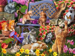 Cats Galore - Scratch and Dent Flower & Garden Jigsaw Puzzle By Vermont Christmas Company