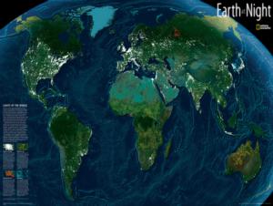 Earth at Night Maps / Geography Jigsaw Puzzle By New York Puzzle Co