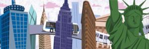 Travels Thru New York City New York Panoramic Puzzle By New York Puzzle Co