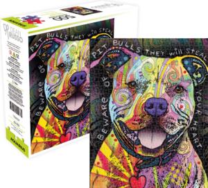 Beware Pit Bull Dogs Jigsaw Puzzle By Aquarius