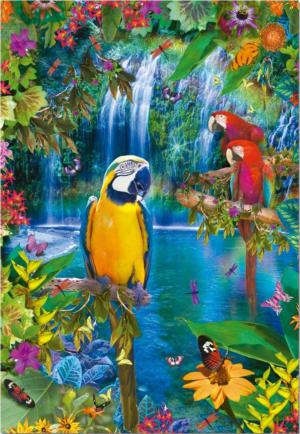 Bird Tropical Land Waterfall Jigsaw Puzzle By Educa