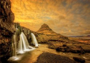 Kirkjufellsfoss Waterfall, Iceland Sunrise / Sunset Jigsaw Puzzle By Educa