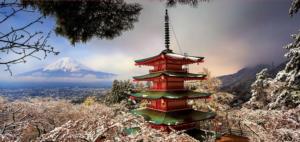 Mount Fuji & Chureito Pagoda, Japan Asia Panoramic Puzzle By Educa