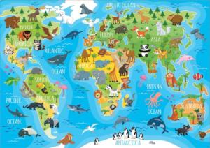 Animals World Map Maps / Geography Children's Puzzles By Educa