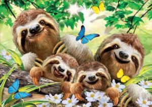 Sloth Family Selfie Flowers Jigsaw Puzzle By Educa