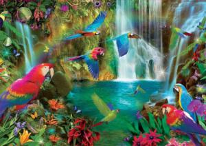 Tropical Parrots Waterfalls Jigsaw Puzzle By Educa