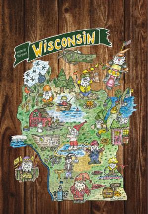 Gnome Sweet Gnome-Wisconsin United States Jigsaw Puzzle By Lang