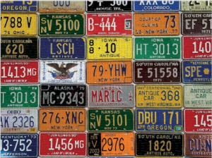 Vintage License Plates Pattern & Geometric Jigsaw Puzzle By Turner