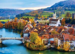 Swiss River Village - Scratch and Dent Lakes & Rivers Jigsaw Puzzle By Colorcraft