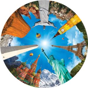 Legendary Landmarks Round Puzzle Landmarks / Monuments Round Jigsaw Puzzle By A Broader View