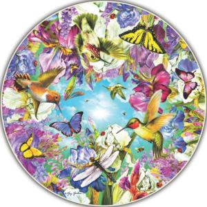 Hummingbirds - Scratch and Dent Birds Round Jigsaw Puzzle By A Broader View
