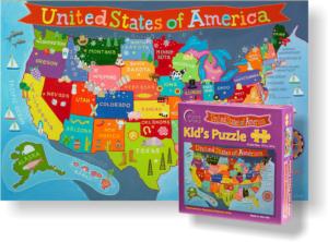 Kid's USA Map Maps & Geography Children's Puzzles By Dino's Illustrated World