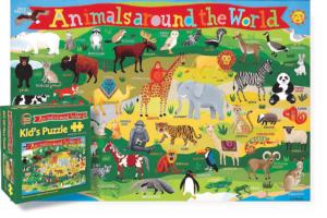 Kid's Animals Around the World Maps / Geography Children's Puzzles By Dino's Illustrated World