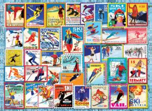 Ski Stamps Pattern / Assortment Jigsaw Puzzle By Lucky Puzzles