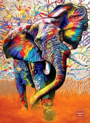 African Colours Elephants Jigsaw Puzzle By Anatolian