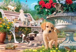 Pets Hide and Seek Flowers Jigsaw Puzzle By Anatolian