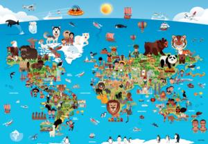 Cartoon World Map Maps & Geography Children's Puzzles By Anatolian
