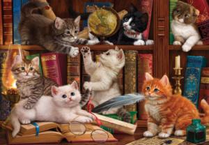 Kittens in the Library Cats Jigsaw Puzzle By Anatolian