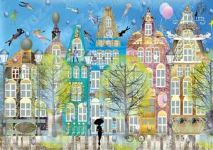 Belgian City Whimsical Jigsaw Puzzle By Yazz