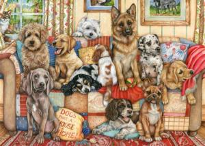 Gathering on the Couch Dogs Jigsaw Puzzle By Falcon
