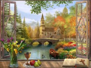 Autumn Church Fall Jigsaw Puzzle By Vermont Christmas Company