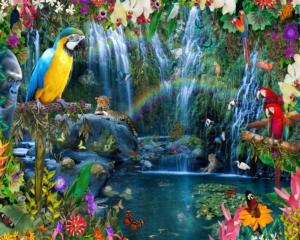 Tropical Paradise Waterfall Jigsaw Puzzle By Vermont Christmas Company