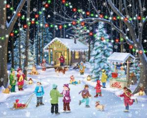 Woodland Skaters Snow Jigsaw Puzzle By Vermont Christmas Company