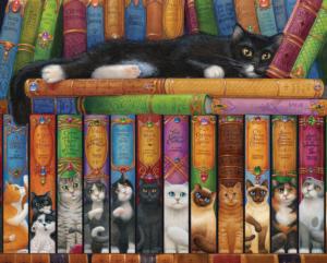 Cat Bookshelf Library / Museum Jigsaw Puzzle By Vermont Christmas Company