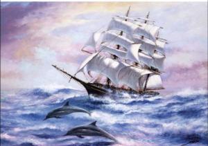 Full Wind Sailing Ship Beach & Ocean Jigsaw Puzzle By Puzzlelife